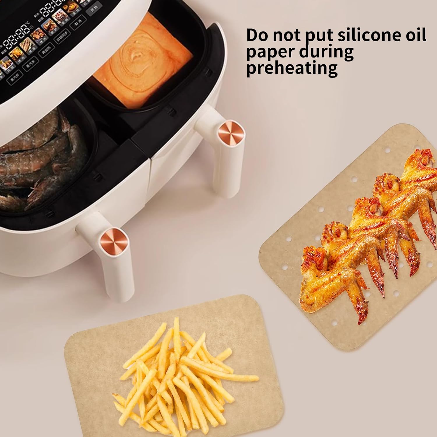 Skiennix Air Fryer Liners - 200 Disposable Non-Stick Parchment Sheets for Ninja Dual Foodi & Toaster Ovens