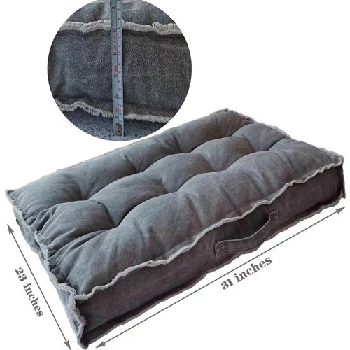 STRWARD Large Floor Pillow Meditation Cushion,Tufted Seat Cushions Kids Reading Nook Cushion Floor Pillows Seating for Adults,Thick Floor Cushion Sitting Pillow for Living Room Balcony Outdoor（Gray）