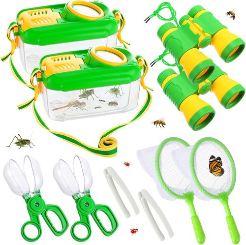 Bug Catcher Kit for Kids by 2Sets - Sturdy Insect Collector with Binoculars & Butterfly Net | Outdoor Explorer Set for Ages 3-8