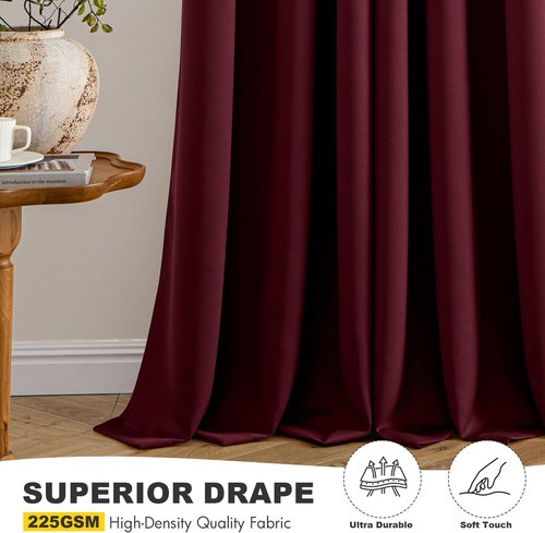 MIULEE Burgundy Red Blackout Curtains - Thermal Insulated Drapes for Bedroom & Living Room | 72 Inches Long, 2 Panels