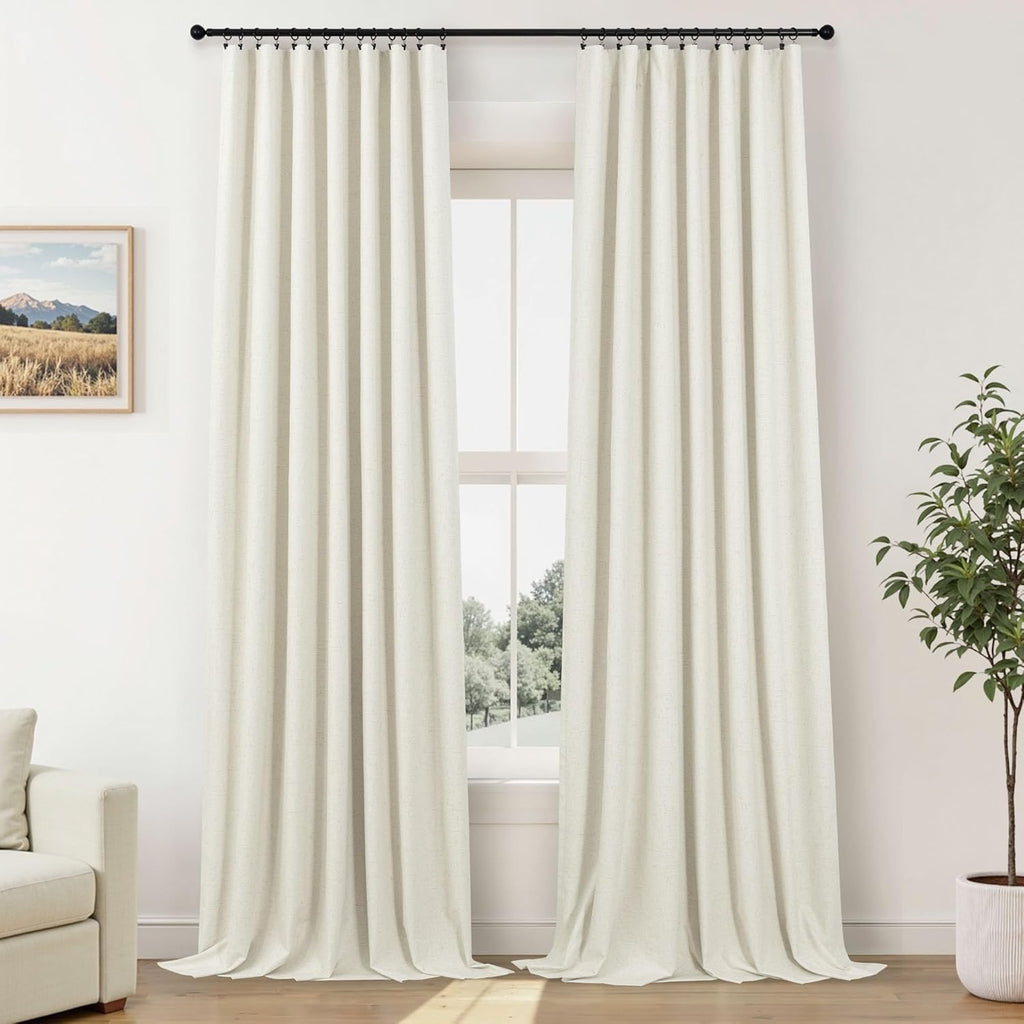 Skiennix 100% Blackout Curtains - 84-Inch Length, Thermal Insulated, Natural Cream | 2 Panels Set for Bedroom & Living Room