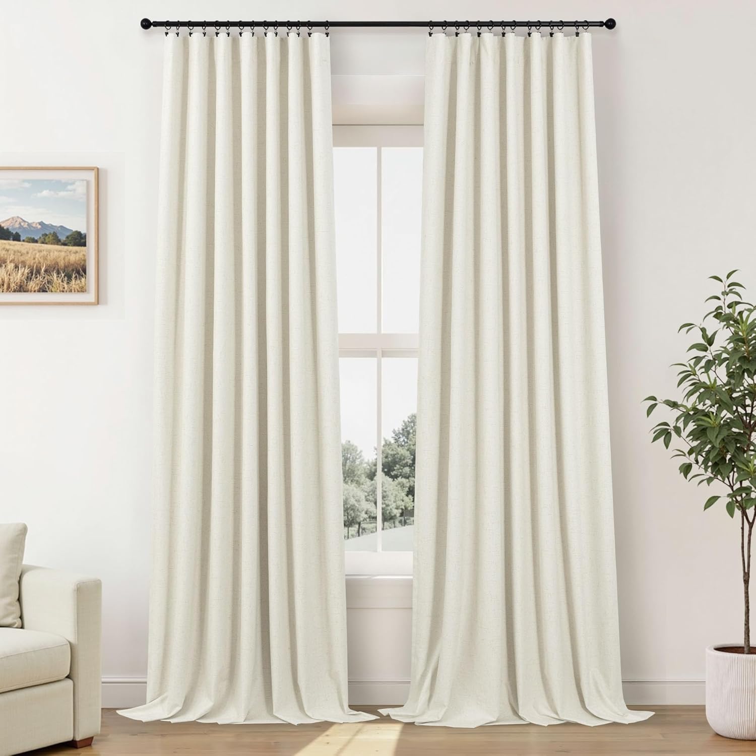 Skiennix 100% Blackout Curtains - 84-Inch Length, Thermal Insulated, Natural Cream | 2 Panels Set for Bedroom & Living Room