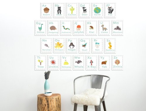 English Alphabet 5x7 Wall Cards, Alphabet Wall, Our World, Nature Themed, Kid's Wall Art, Nursery Decor, Kid's Room Decor, Gender Neutral Nursery Decor