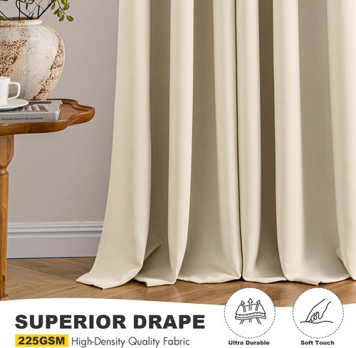 MIULEE Blackout Curtains - Cream Beige Thermal Insulated Drapes | 63-Inch Grommet Top, Noise Reducing