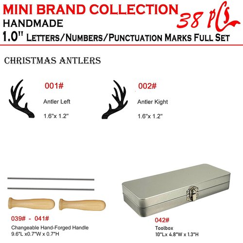 1" 38 Pcs Branding Iron for Wood Leather Hats, Alphabet A-Z Number 0-9 & 1.6" Antlers Design Gifts for Wedding & Hand Craft for DIY Hat Heat Press, Witchcraft Supplies(38)
