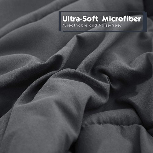 HIG 3pc Gray Oversized King Plus Comforter Set Duvet Insert, Reversible, All Season, Box Stitched, with Corner Tabs, Soft, Fluffy（128'' x 120''）