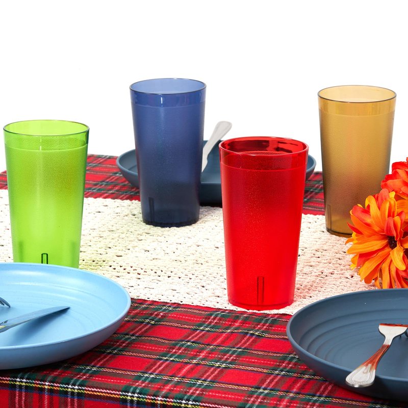 Plastic Cups Reusable, Plastic Tumblers Drinking Glasses Set of 8, Unbreakable Drinking Cup for Kitchen, BPA Free Stackable Restaurant Cups for Hot Drink & Cold Drink (Colorful, 12 oz)