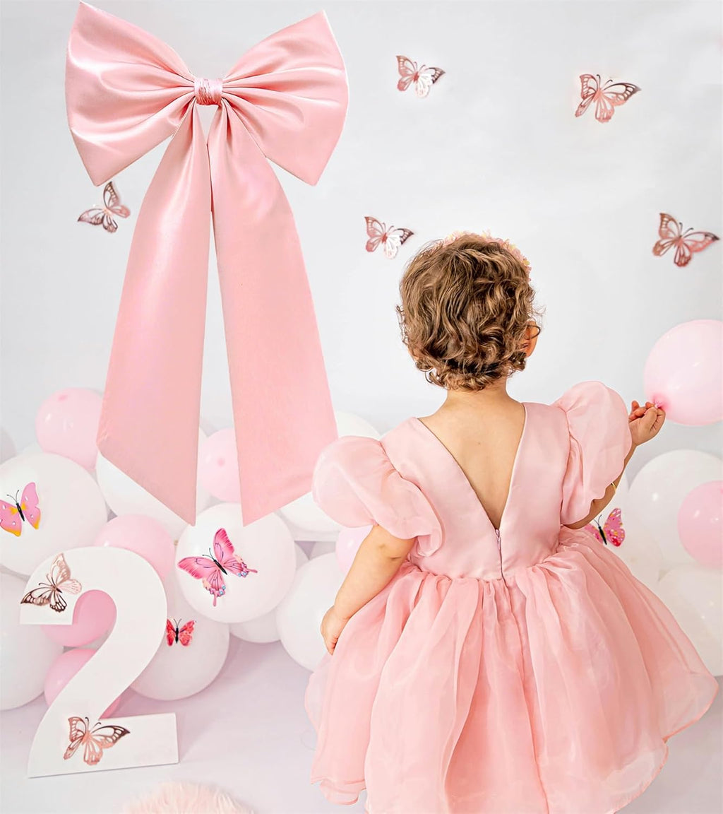 Skiennix Large Pink Bow - Elegant Ribbon Décor for Baby Showers & Weddings | Perfect for Parties