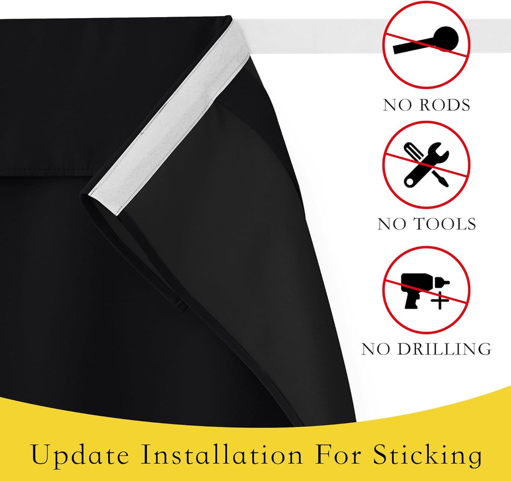 NICETOWN Black French Door Curtains - 100% Blackout Thermal Insulated Window Covering | 26W x 72L Inches