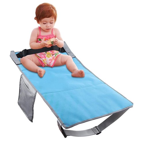 ZIZEV Childrens Airplane Bed, Nylon Airplane Seat Extender for Travel for Boys and Girls (Blue)