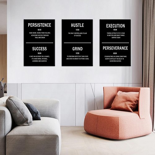 3 Piece Motivational Wall Art Office Decor for Success Positive Inspiring Wall Decor Inspirational Posters Motivational Quotes Picture Framed Entrepreneur Canvas Art for Office Artwork [48''W x 24''H]