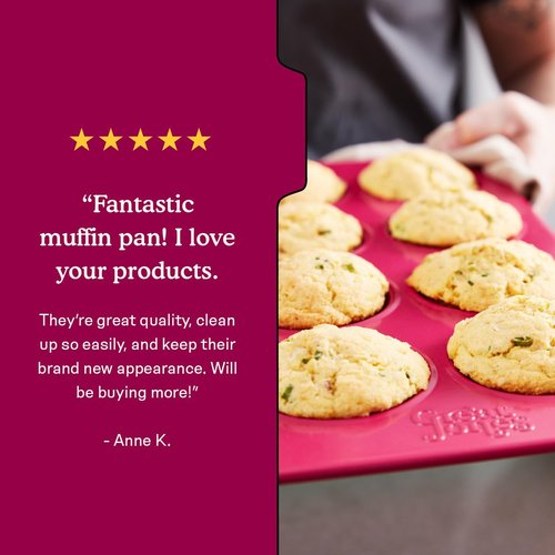Great Jones Stud Muffin Pan - Nonstick 12-Cup Muffin Pan in Raspberry | Chemical-Free & Oven-Safe to 450°F