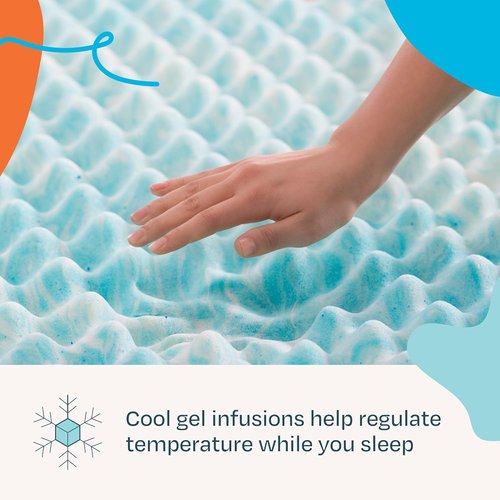 Linenspa Gel Memory Foam Mattress Topper - Reversible Egg Crate Design for Comfort - Twin Size