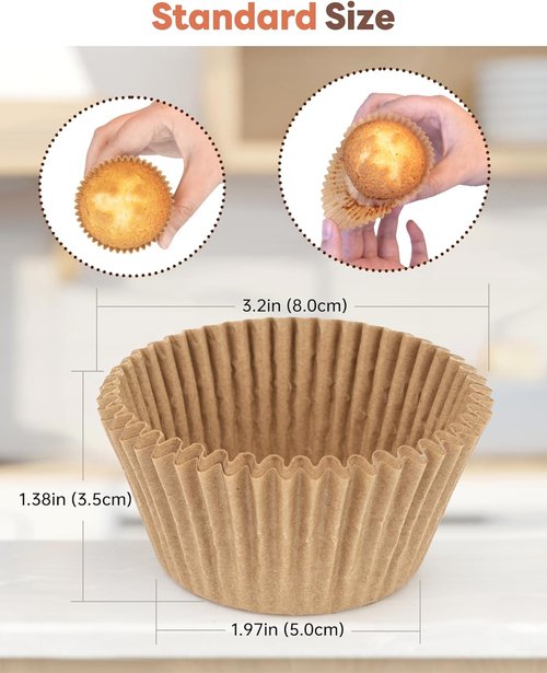 Bake Choice Non-Stick Cupcake Liners - 200 Pcs Food-Grade Greaseproof Muffin Wrappers