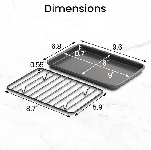 GoodCook Nonstick Steel Mini Baking Sheets - Set of 2, 9" x 6" with Racks in Gray
