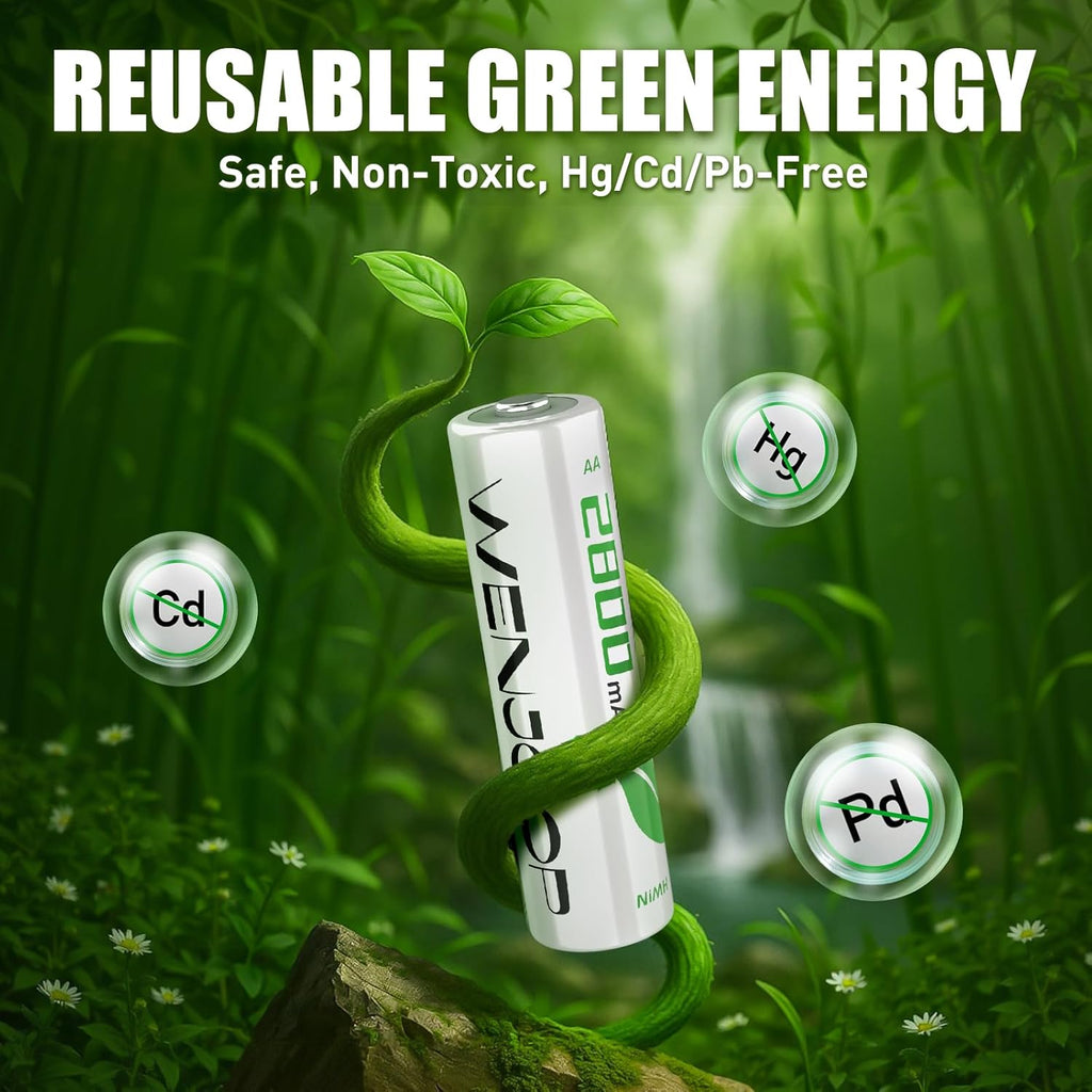 Rechargeable AA Batteries by [Brand Name] - 2800mAh High-Capacity NiMH, Long-Lasting & Pre-Charged - 8-Pack