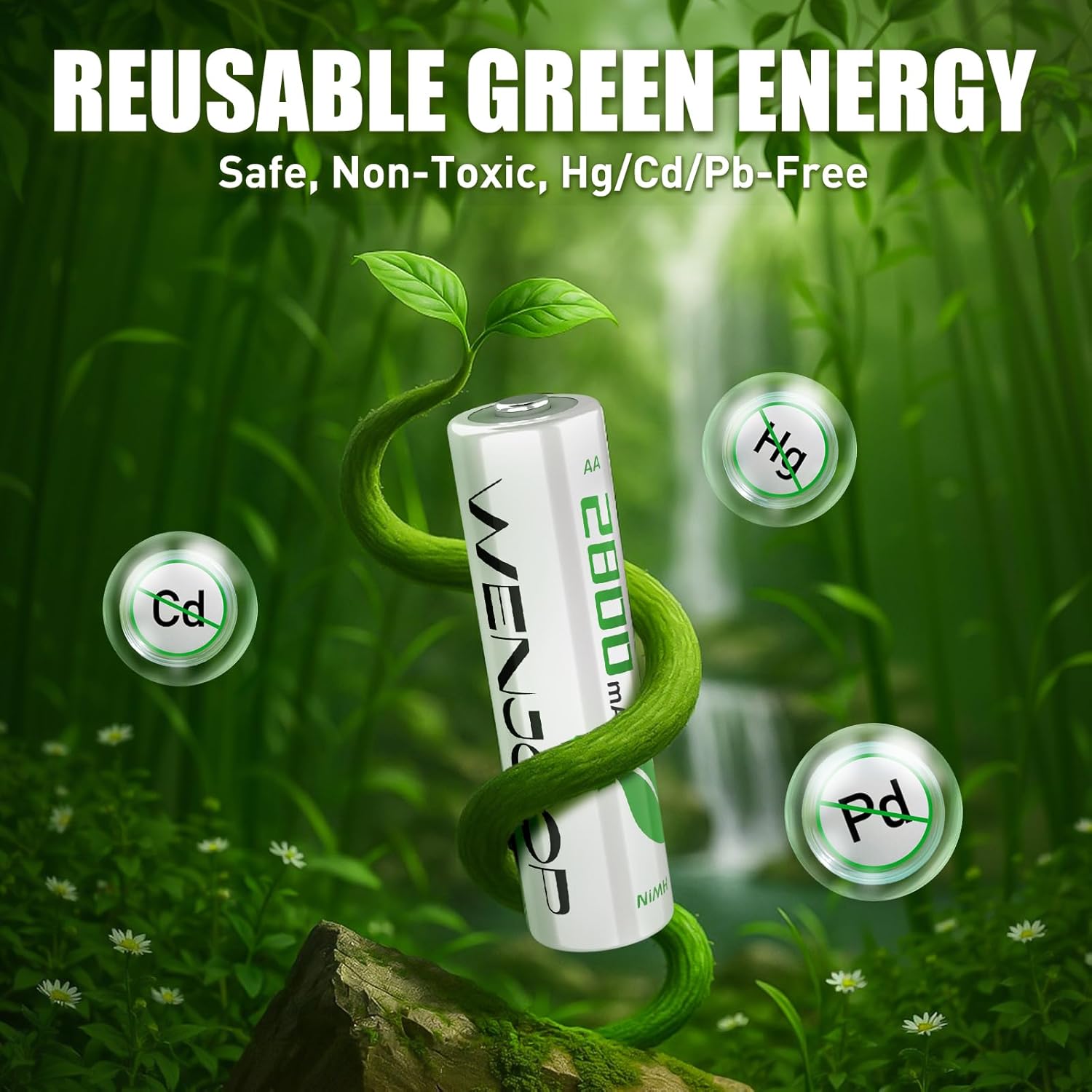 Rechargeable AA Batteries by Energizer - 2800mAh High Capacity NiMH | Long-Lasting Power for Household & Gaming