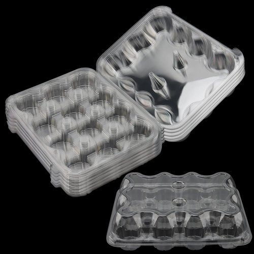 HOIGON 20 Pack Clear Cupcake Containers 12 Count, Plastic Dozen Cupcake Boxes with Dome Lid, Disposable Cupcake Carrier Holders for Display and Transport
