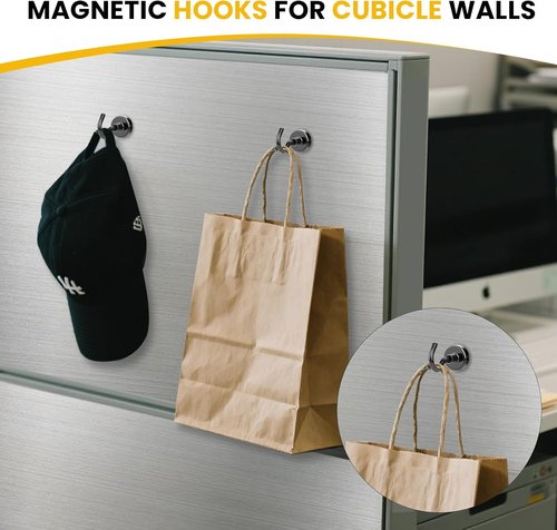 DIYMAG Magnetic Hooks - Heavy Duty 30lbs Capacity | Strong N52 Magnets for Home & Travel - 10 Pack Black