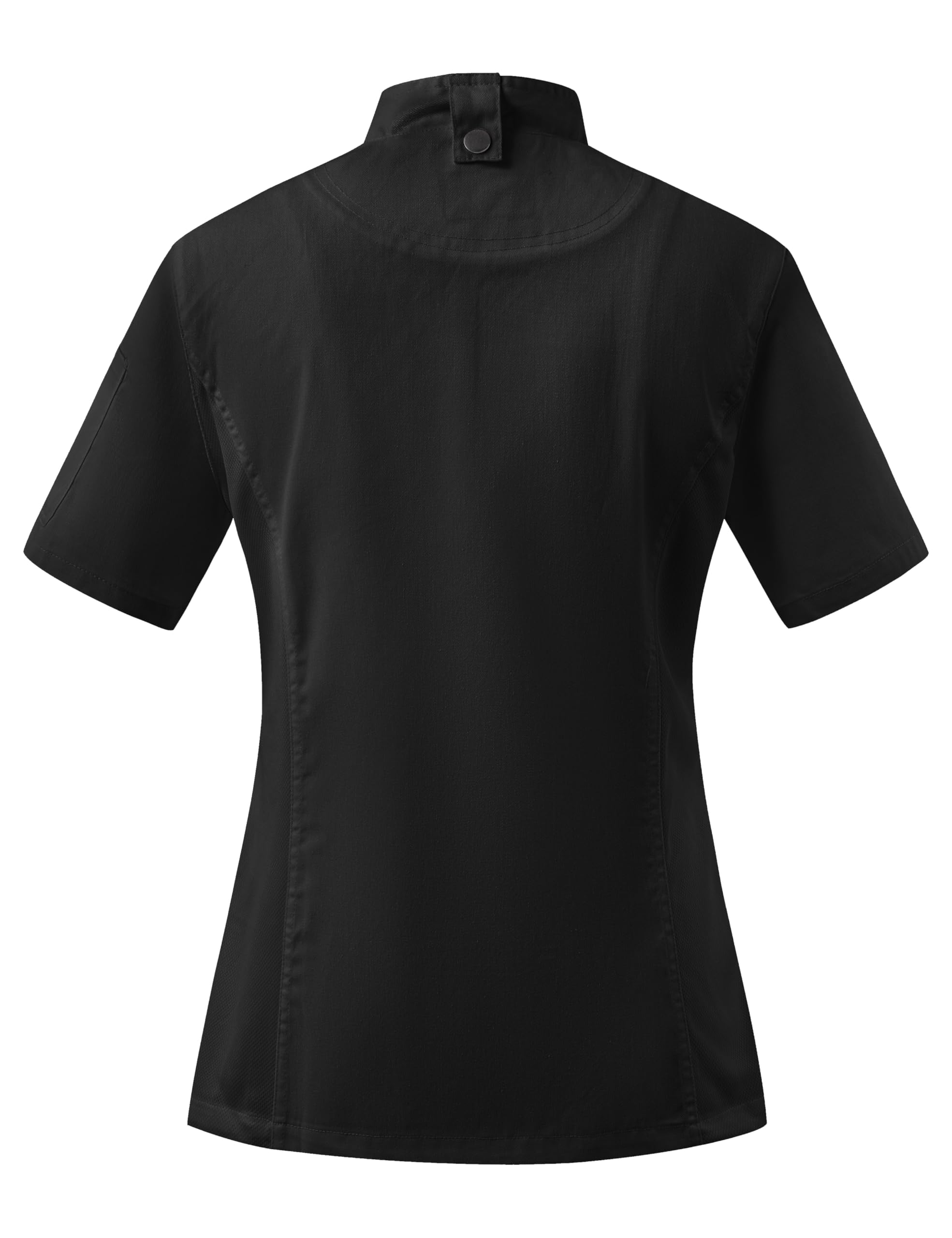 Ubon Women's Chef Coat Side Mesh Vent Zipper Chef Jacket Short Sleeve, Black 2 Pack, Medium