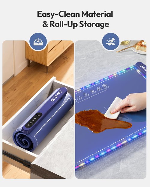 Gaiatop Warming Mat for Food with Trivet & Light, Food Warming Mats for Countertop, 6 Temp Level, 6 Timer Settings, Full-Surface Fast Heating, Portable Silicone Food Warmer for Parties Buffet