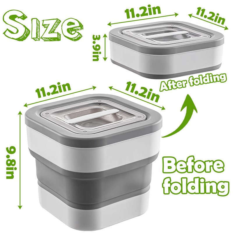 JforSJizT Collapsible Airtight Rice Storage Container,Holds 11-27.5 Lbs,with Magnetic Locking Lid Rice Dispenser Bin,with Measuring Cup,Food Storage for Flour Cereal Pasta Grain Corn Wheat