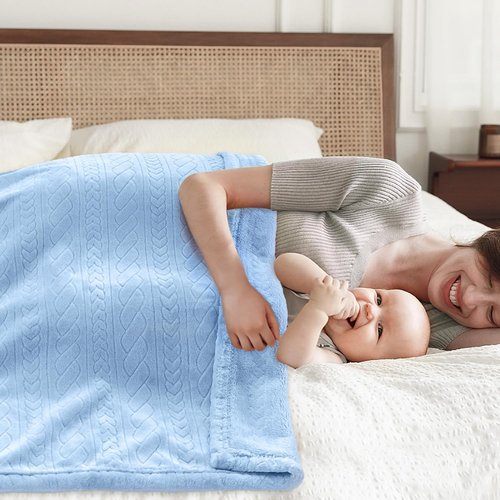 BORITAR 3D Fleece Baby Blanket - Soft, Fluffy & Cozy for Infants | 30x40 Inch, Baby Blue