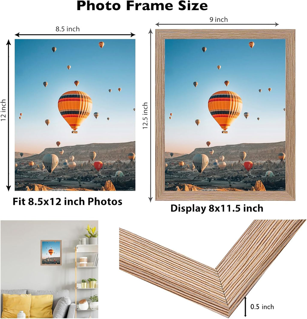 Rustic Brown Picture Frame by [Brand Name] - 8.5x12 Wall & Tabletop Display | Shatter-Resistant Plexiglass