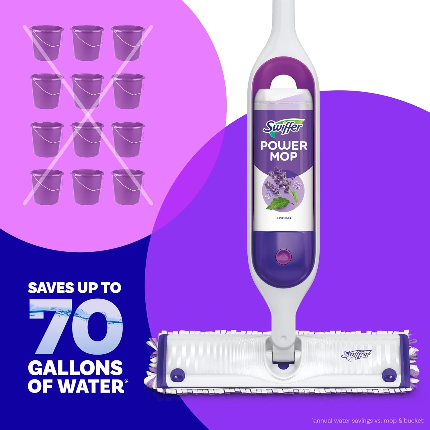 Swiffer Power Mop Refill Pack - All-Purpose Floor Cleaner for Tile, Vinyl, Wood | 5 Pads + Lavender Solution