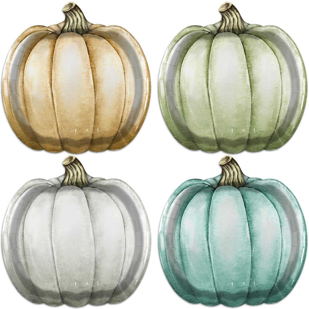 Suzkoqo 40Pcs Pumpkin Paper Plates Fall Paper Plates Blue Pumpkin Disposable Plates Thanksgiving Harvest Party Dinner Plates for Autumn Holiday Catering Events Dinning Party Favors 7.4x7.3 inch
