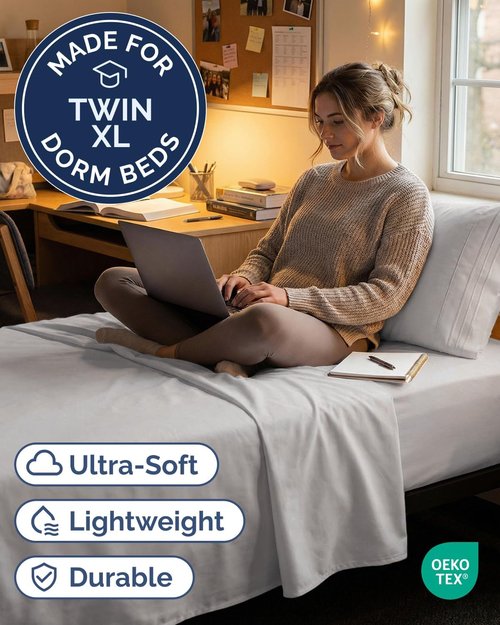 Comfy Twin XL Sheet Set by [Brand Name] - Breathable Cooling Bed Sheets | Luxury Hotel Quality - Light Grey, Deep Pockets