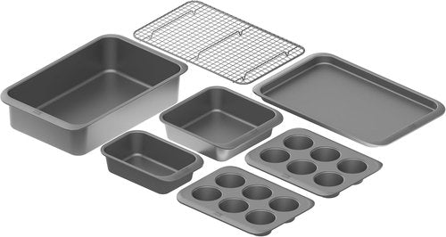 Chicago Metallic 7-Piece Nesting Bakeware Set - Nonstick Carbon Steel for Effortless Baking | Space-Saving Kitchen Essentials