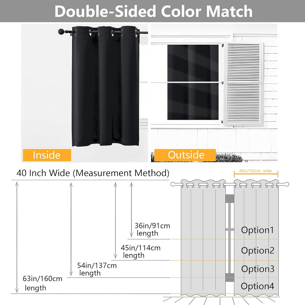 Simplebrand Blackout Curtains - Thermal Insulated Room Darkening Drapes, 63 Inch Length, 2 Panels Set