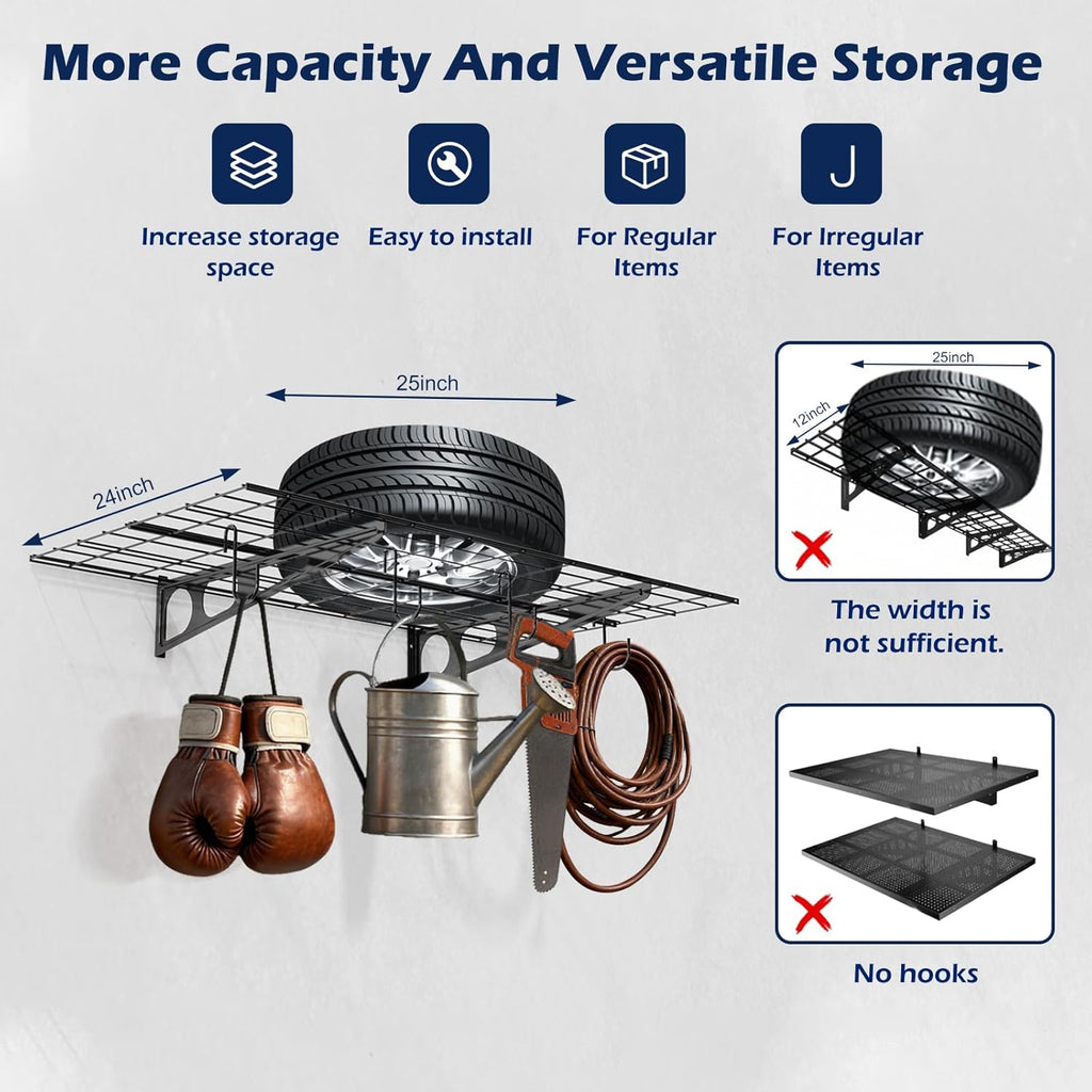 Skiennix Garage Wall Shelving - Durable 3x2 Storage Solution | 4-Pack for Organized Spaces