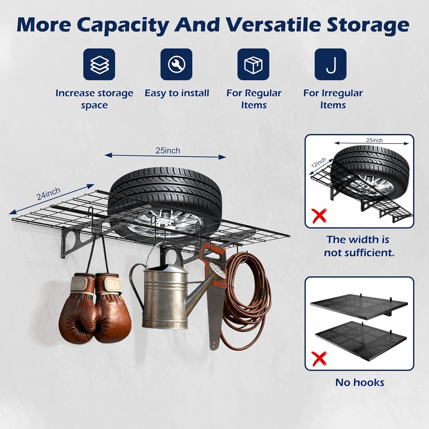 Skiennix Garage Wall Shelving - Durable 3x2 Storage Solution | 4-Pack for Organized Spaces