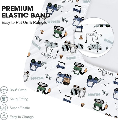 Little Grape Land Crib Sheets - Super Soft 4-Pack for Boys & Girls | Neutral Truck & Alligator Designs