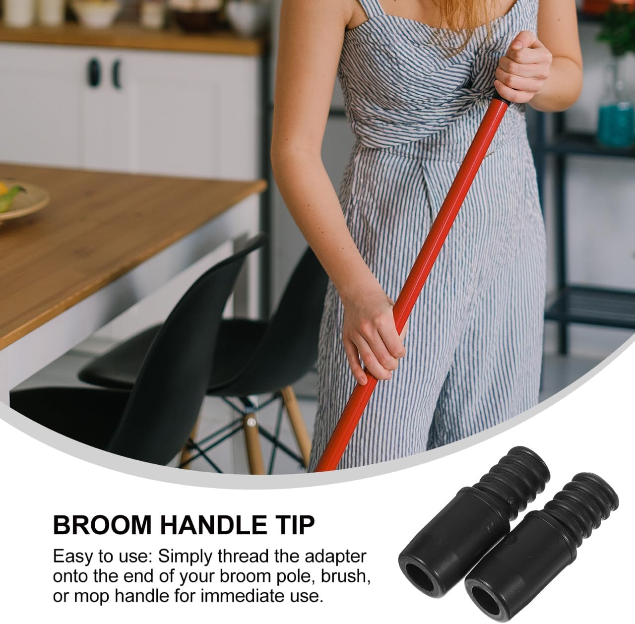 Uonlytech Threaded Broom Handle End Adapter - 2.16" x 0.78" Replacement Tips for Brooms & Mops | 2-Pack