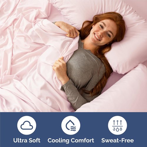 King Size 4 Piece Sheet Set - Comfy Cooling Bed Sheets for Luxurious Sleep - Deep Pockets, Soft & Wrinkle-Free - Oeko-Tex Certified - Lavender Pink