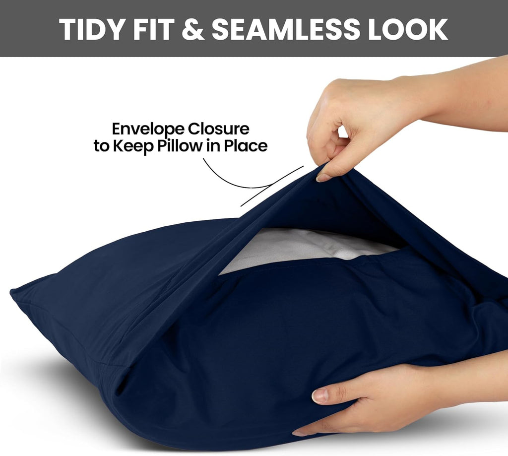 Utopia Bedding Standard Pillow Cases - Soft Brushed Microfiber - 2 Pack, Navy, 20 X 26 Inches