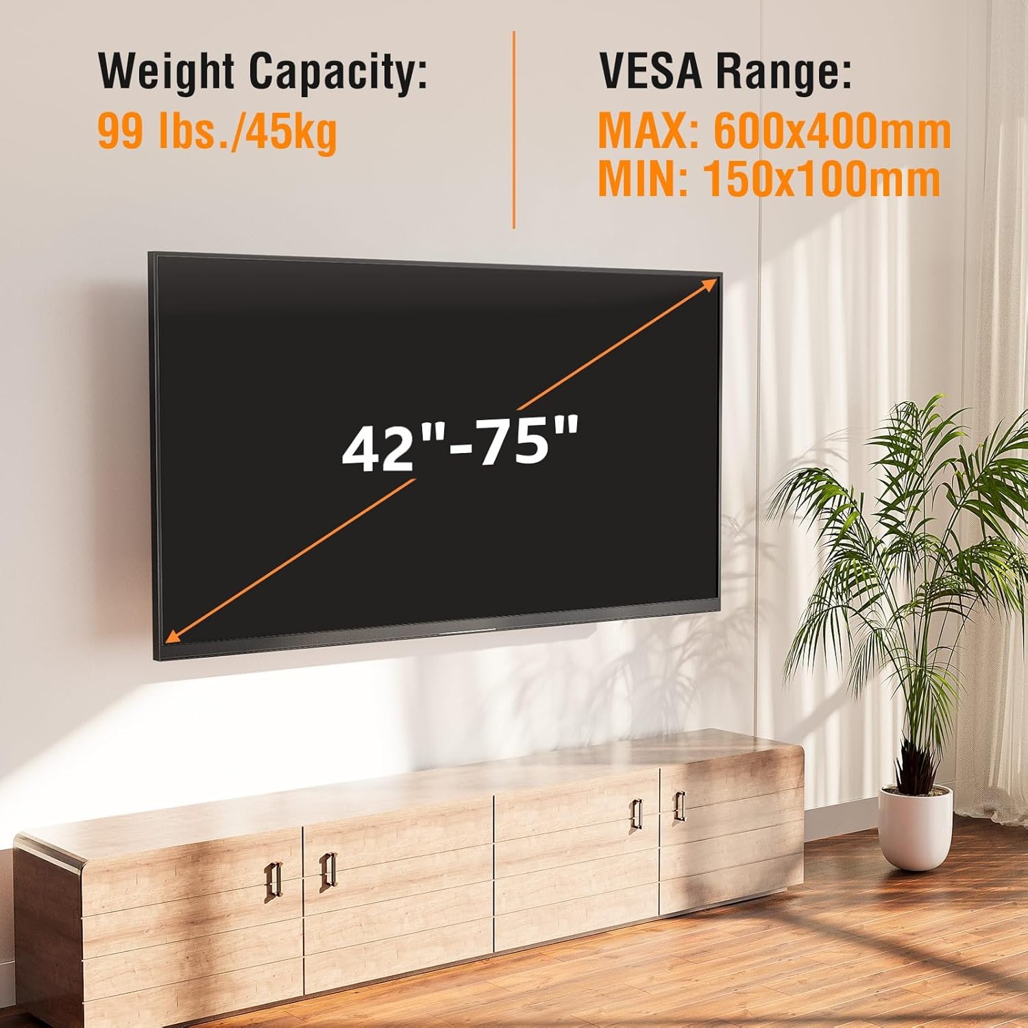**ELIVED Long Arm TV Mount - Articulating Wall Bracket for 42-75 Inch TVs | 32" Extension, Swivel & Tilt**