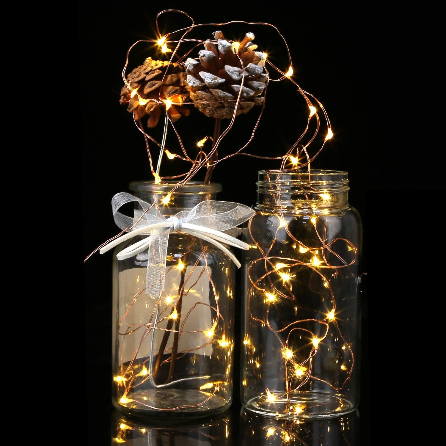 TenSteed Fairy String Lights - 6 Pack Battery Operated LED Starry Lights | 7.2ft Silvery Copper Wire for Christmas & Weddings