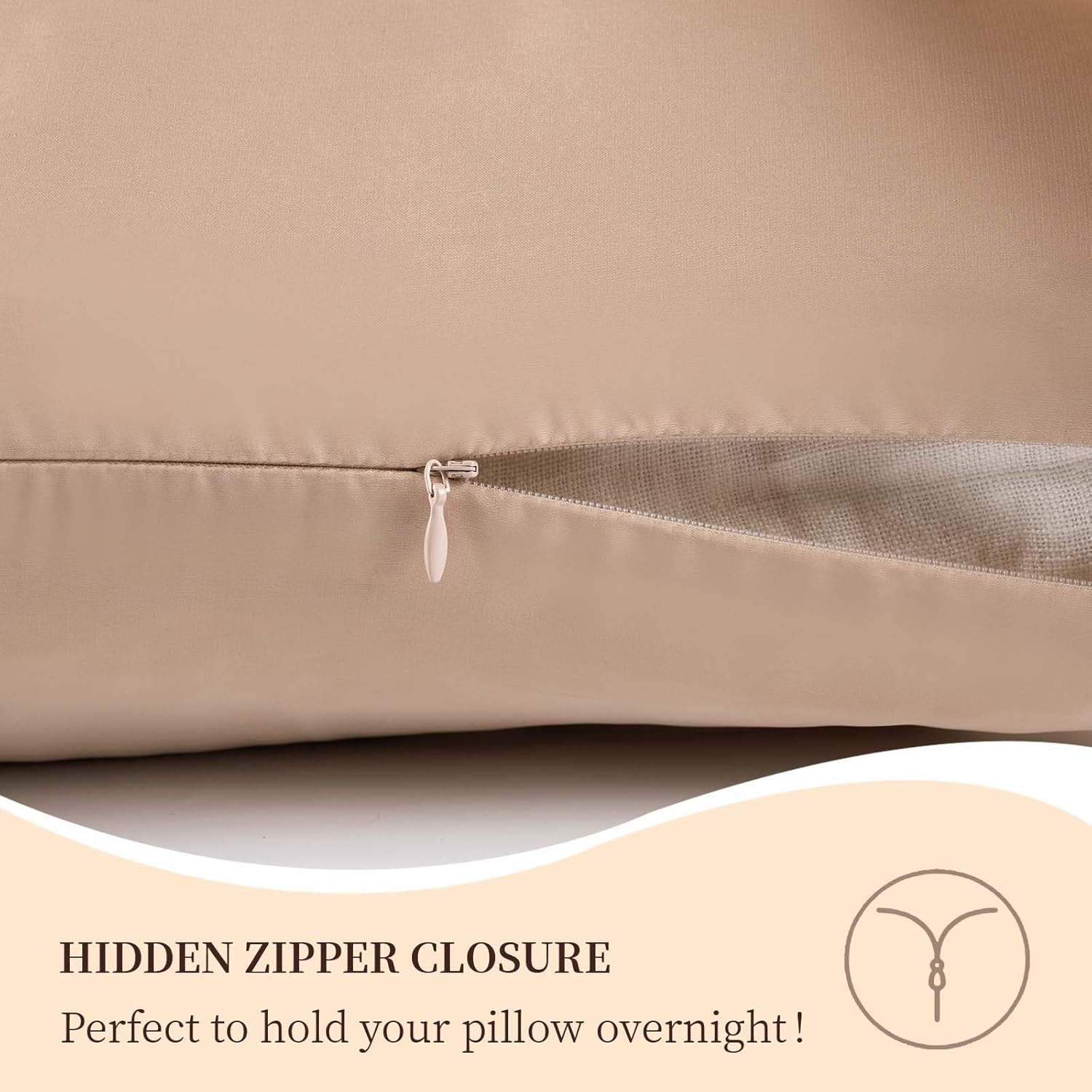 Skiennix 100% Pure Mulberry Silk Pillowcase - Cooling & Smooth Dual-Sided | Standard 20” x 26” (Champagne)
