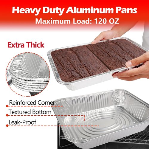 Heavy Duty 9x13 Aluminum Foil Pans by [Brand Name] - 10 Pack Disposable Deep Trays for Cooking & Baking