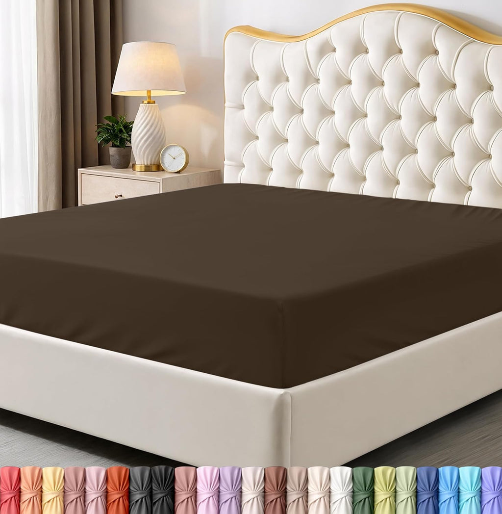 Utopia Bedding Queen Fitted Sheet - Deep Pocket Soft Microfiber - Fade Resistant & Easy Care (Brown)