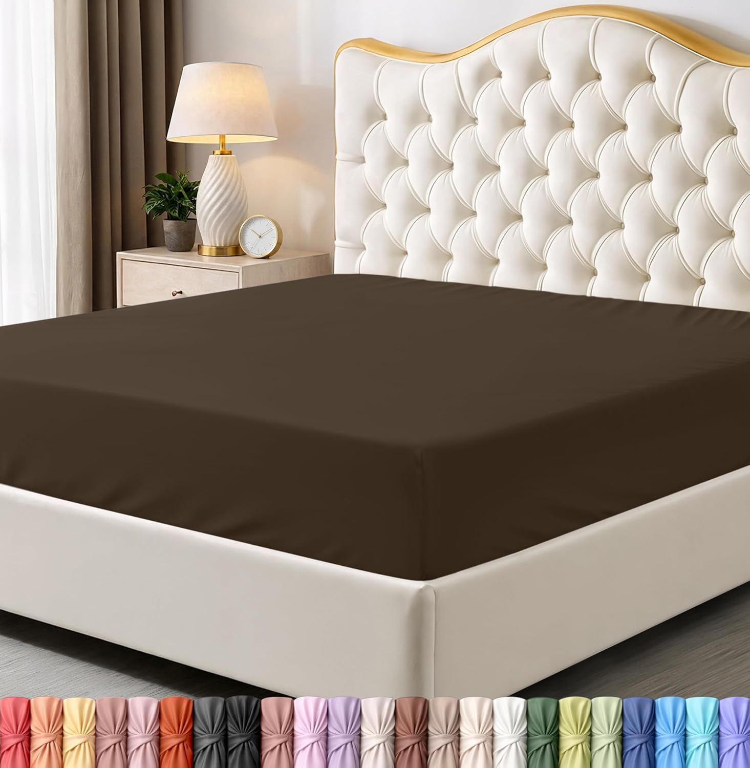 Utopia Bedding Queen Fitted Sheet - Deep Pocket Soft Microfiber - Fade Resistant & Easy Care (Brown)
