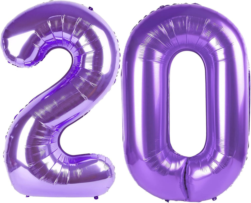 Purple Number 20 Balloon - 40 Inch 20th Birthday Decorations for Girls & Boys Party Supplies