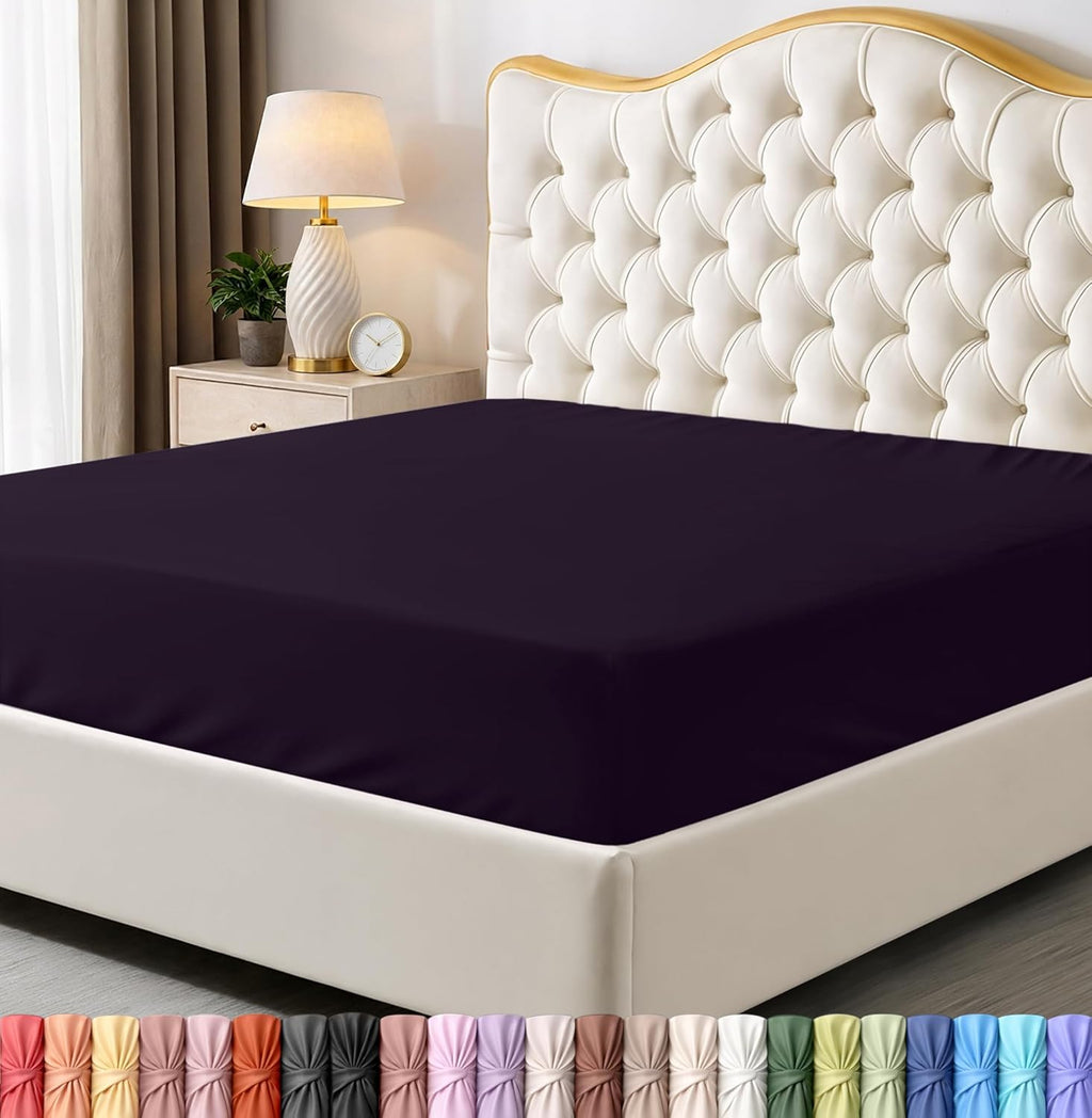 Utopia Bedding Queen Fitted Sheet - Deep Pocket Soft Microfiber - Fade Resistant & Easy Care (Purple)