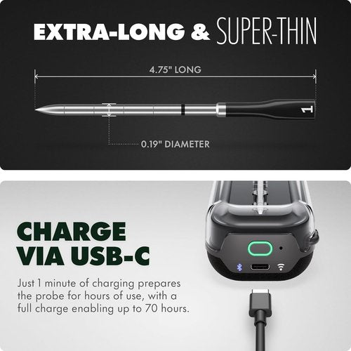 CHEF iQ Sense | Smart Wireless Meat Thermometer | Ultra-Thin Probe with WiFi | 1000°F Heat Safe | Perfect for BBQ, Grill, Oven & Smoker