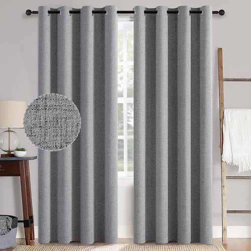 MIULEE Blackout Curtains - 100% Thermal Insulated Linen Texture - Grey Room Darkening Drapes | 52x96 Inch (2 Panels)