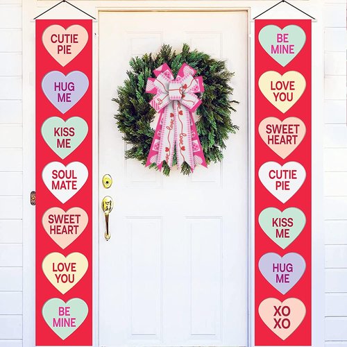 ABTOLS Valentine's Day Bows - Large Pink Heart Wreath Bows for Front Door & Wedding Decor